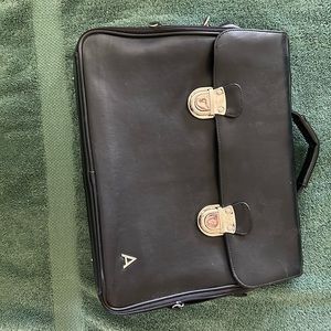 Black real leather black briefcase